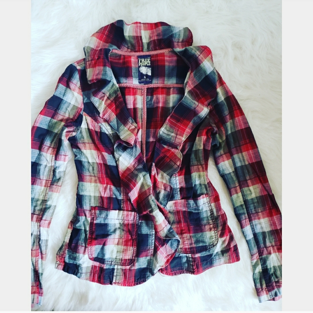 Free people blazer-type open front blouse.